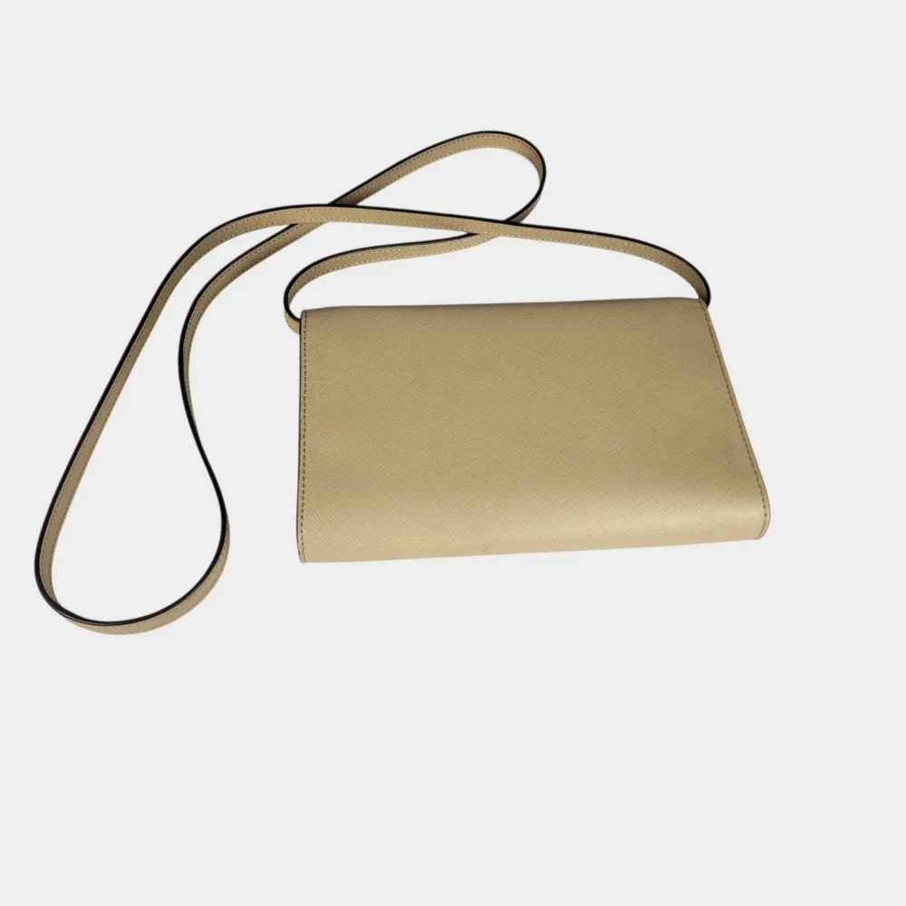 Michael Kors‎ Jet Set Crossbody Clutch Womens Bisque Leather Minimalist Neutral